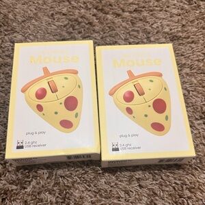NEW Vivitar 'Pizza Slice Shaped' Novelty Computer Mouse Yellow Wireless Set of 2